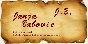 Janja Babović vizit kartica